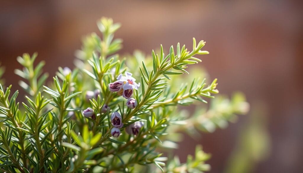 A lush, verdant sprig of aromatic alecrim (rosemary) with its needle-like leaves and delicate purple flowers, captured in a warm, natural light. The plant is in focus, showcasing its vibrant green hues and the intricate textures of its foliage. The background is slightly blurred, creating a soft, dreamlike atmosphere that emphasizes the plant's natural beauty. The image is shot from a mid-level angle, providing a close-up view that allows the viewer to appreciate the plant's intricate details and appreciate its nutritional and culinary properties. A lush, verdant sprig of aromatic alecrim (rosemary) with its needle-like leaves and delicate purple flowers, captured in a warm, natural light. The plant is in focus, showcasing its vibrant green hues and the intricate textures of its foliage. The background is slightly blurred, creating a soft, dreamlike atmosphere that emphasizes the plant's natural beauty. The image is shot from a mid-level angle, providing a close-up view that allows the viewer to appreciate the plant's intricate details and appreciate its nutritional and culinary properties.
