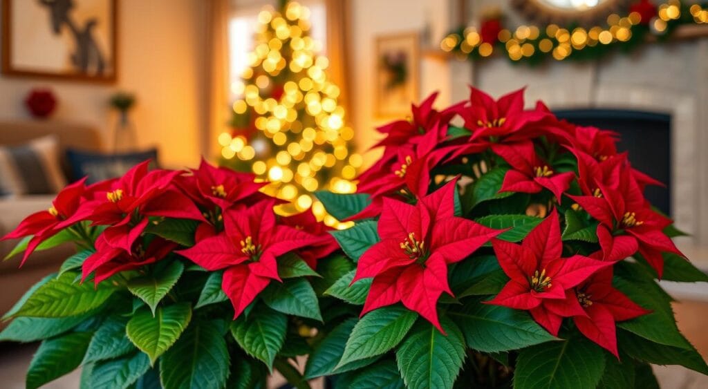 Plantas vermelhas e verdes no clima natalino